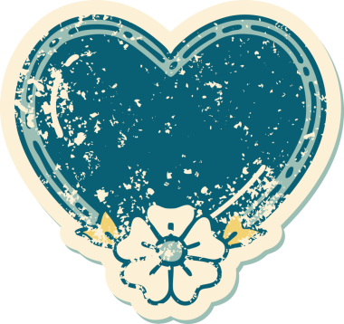 Bir insan tarafından çizilmiş kalp ve çiçeğin sembolik dövmesi.