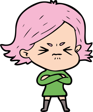 Bir insan tarafından çizilmiş kızgın bir kız.