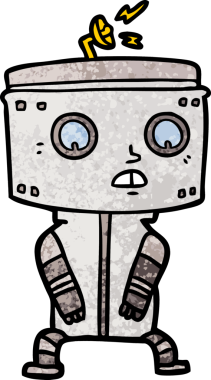 Bir insan tarafından çizilmiş çizgi film robotu