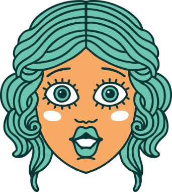 Bir insan tarafından çizilmiş kadın yüzünün ikonik dövme şekli