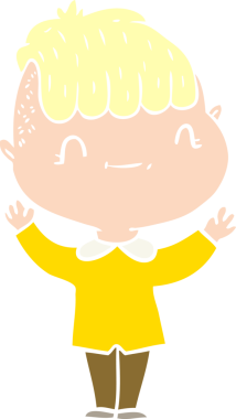 Düz renkli çizgi film karakteri bir insan tarafından çizilmiş.