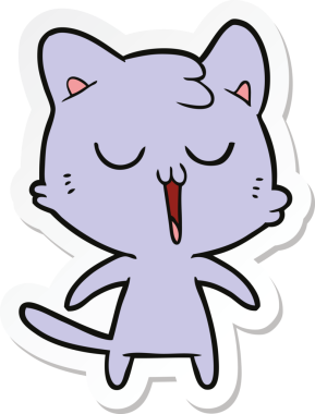 Bir insan tarafından çizilmiş çizgi film kedisinin çıkartması.