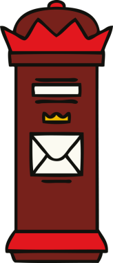 Bir insan tarafından çizilmiş şirin bir posta kutusu karikatürü.