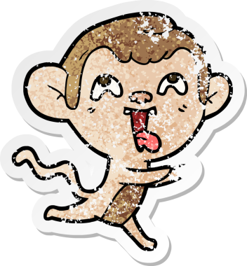 Bir insan tarafından çizilen deli bir çizgi film maymunun sıkıntılı çıkartması.