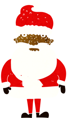 Bir insan tarafından çizilmiş Noel Baba çizgi filmi.