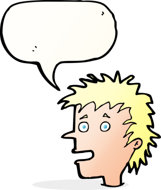 Bir insan tarafından çizilmiş konuşma balonu olan heyecanlı bir çocuk.