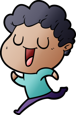 Bir insan tarafından çizilmiş gülen çizgi film adamı.