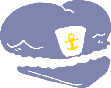 Bir insan tarafından çizilmiş düz renk çizgi film denizci şapkası