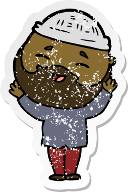 Bir insan tarafından çizilmiş mutlu sakallı bir adamın sıkıntılı çıkartması.