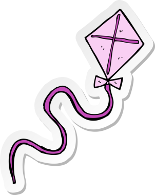 Bir insan tarafından çizilmiş uçan uçurtmanın çıkartması.