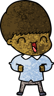 Bir insan tarafından çizilmiş mutlu çizgi film çocuğu.