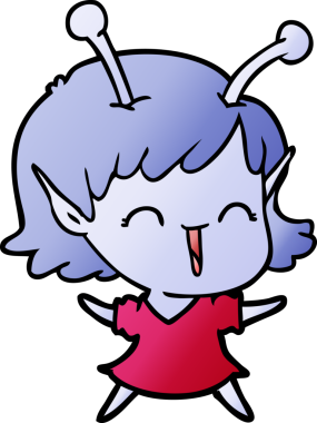 Bir insan tarafından çizilmiş uzaylı kız.