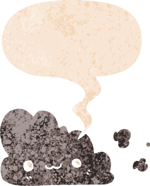 Bir insan tarafından çizilmiş grunge sıkıntılı retro biçiminde konuşma baloncuğu ile sevimli çizgi film bulutu