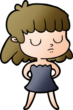 Bir insan tarafından çizilmiş ilgisiz bir kadın çizgi filmi.