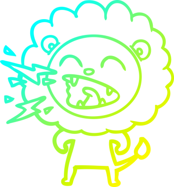 Bir insan tarafından çizilen kükreyen aslanın soğuk çizgi çizimi.