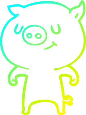 Bir insan tarafından çizilmiş mutlu çizgi film domuzu çizimi.