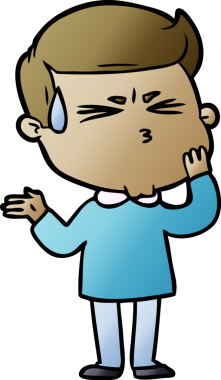 Bir insan tarafından çizilmiş terleyen çizgi film adamı.