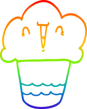 Gökkuşağı gradyan çizgi çizimi bir insan tarafından çizilmiş bir kek.