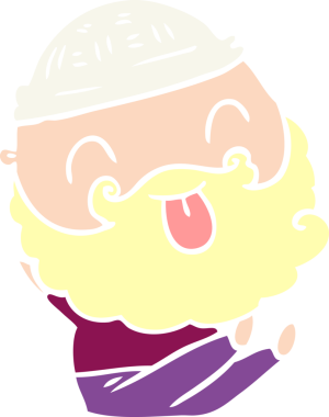 Bir insan tarafından çizilmiş sakallı bir adam oturuyor.