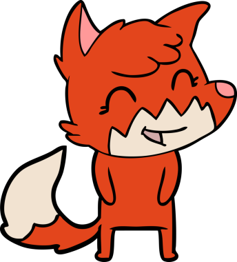 Bir insan tarafından çizilmiş mutlu çizgi film tilkisi.