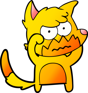 Bir insan tarafından çizilmiş tilki çizgi film karakteri