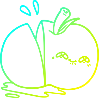 Bir insan tarafından çizilmiş elma karikatürünün soğuk gradyan çizimi