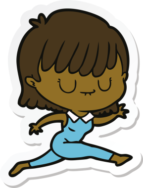 Bir insan tarafından çizilmiş bir karikatür kadının çıkartması.