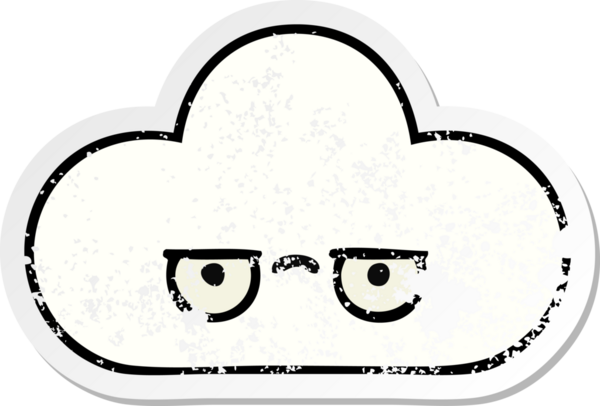 Bir insan tarafından çizilmiş şirin bir karikatür bulutunun sıkıntılı çıkartması.