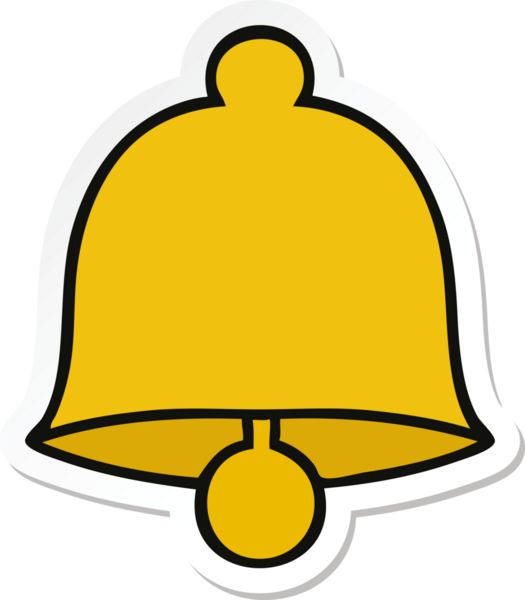 Bir insan tarafından çizilmiş şirin bir pirinç çanın çıkartması.