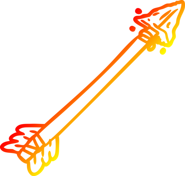 Bir insan tarafından çizilmiş ilkel bir okun sıcak eğimli çizgi çizimi