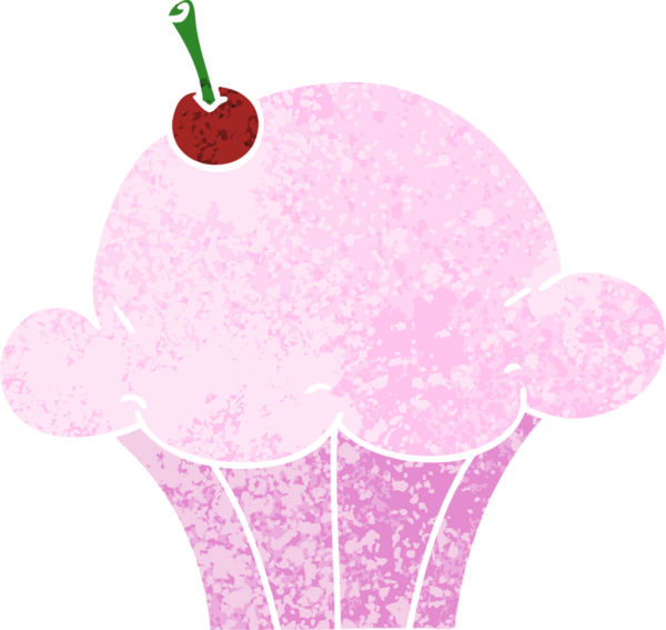 Bir insan tarafından çizilmiş retro illüstrasyon tarzı tuhaf çizgi film keki.