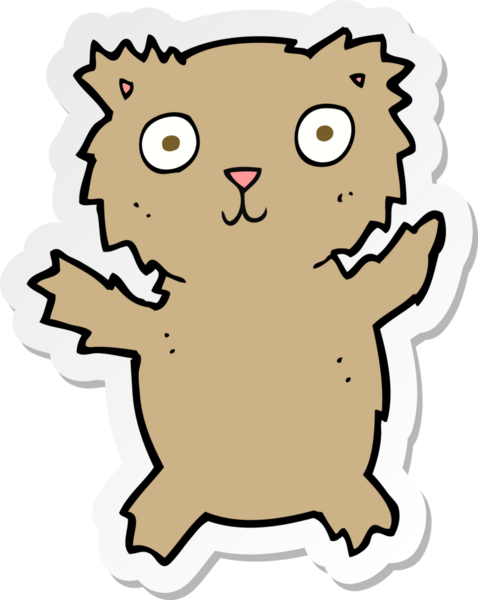 Bir insan tarafından çizilmiş oyuncak ayının çıkartması.