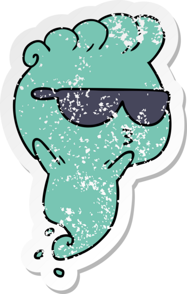 Bir insan tarafından çizilmiş kawai korkunç hayaletinin serbest sticker 'ı.