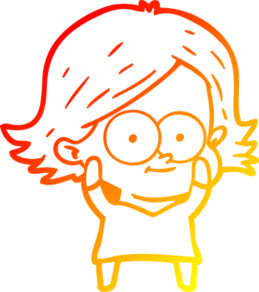 Bir insan tarafından çizilmiş mutlu bir çizgi film kızı çizimi