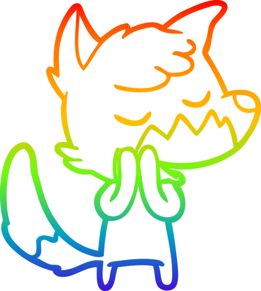 Bir insan tarafından çizilmiş dost bir tilkinin çizdiği gökkuşağı gradyan çizgisi.