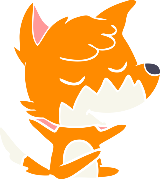 Bir insan tarafından çizilmiş düz renkli tilki çizimi.