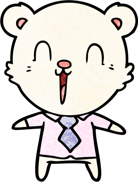 Bir insan tarafından çizilmiş mutlu kutup ayısı çizgi filmi.