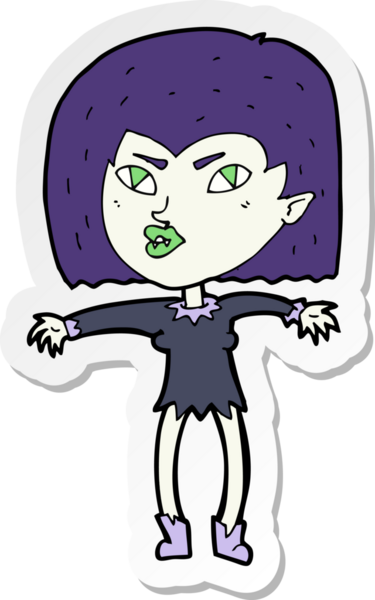 Bir insan tarafından çizilmiş vampir bir kızın çıkartması.