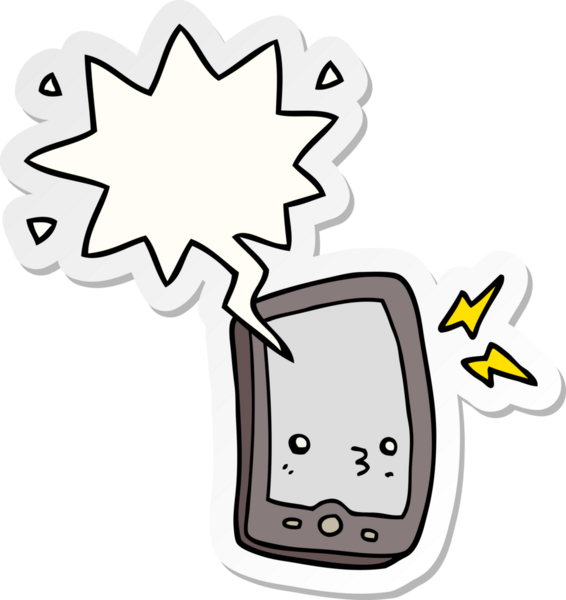 bir insan tarafından çizilmiş konuşma balonu etiketli çizgi film cep telefonu