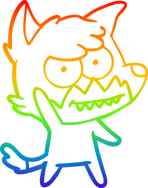 Bir insan tarafından çizilmiş sırıtan tilki çizgi çizimi.