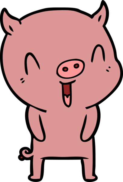 Bir insan tarafından çizilmiş mutlu çizgi film domuzu.