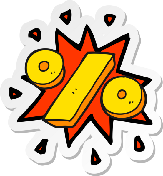 Bir insan tarafından çizilmiş bir çizgi film yüzde sembolünün etiketi