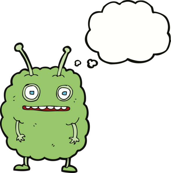 Bir insan tarafından çizilmiş düşünce baloncuklu komik uzaylı canavar.