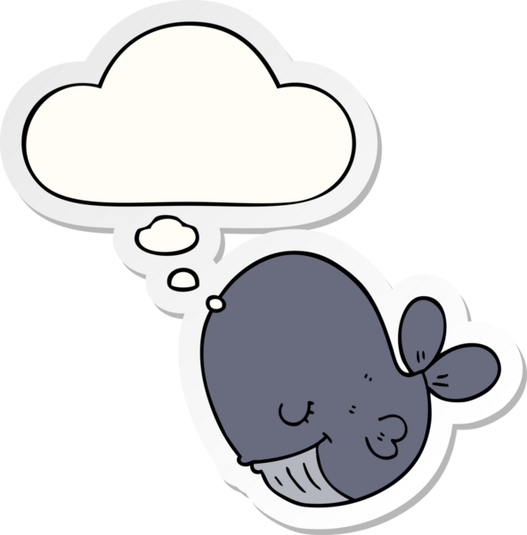 Düşünce baloncuğu insan tarafından çizilmiş bir çıkartma olan çizgi film balinası.