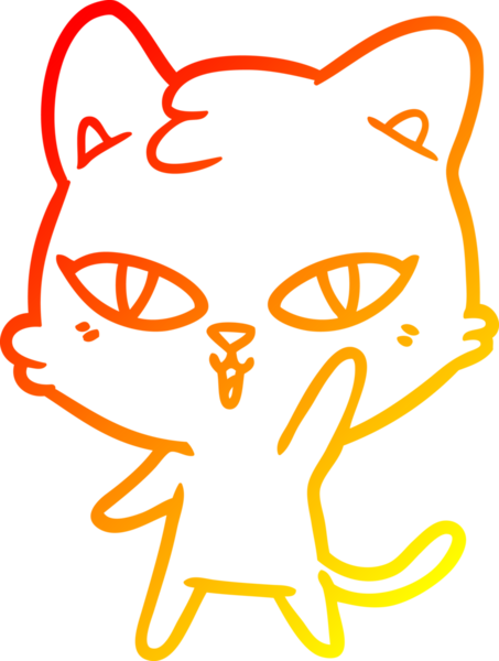 Bir insan tarafından çizilmiş çizgi film kedisinin sıcak çizgi çizimi