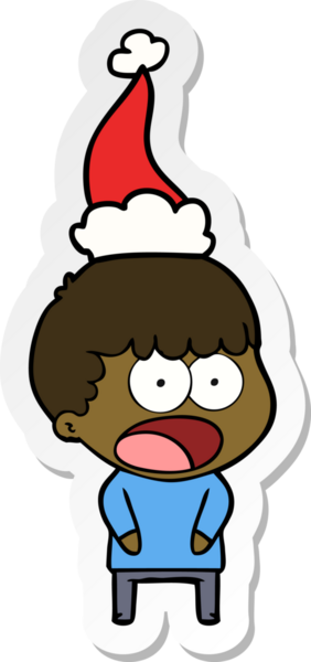 Bir insan tarafından çizilmiş Noel Baba şapkası giyen şok olmuş bir adamın el yazısı.