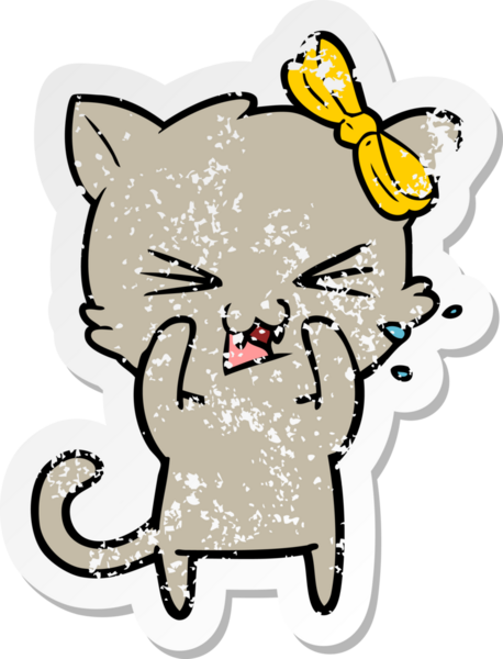 Bir insan tarafından çizilmiş karikatür bir kedinin sıkıntılı çıkartması.