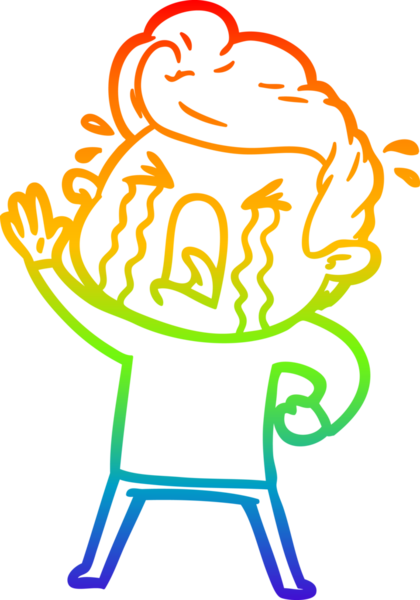 Bir insan tarafından çizilmiş ağlayan bir adamın çizdiği gökkuşağı gradyan çizgisi.