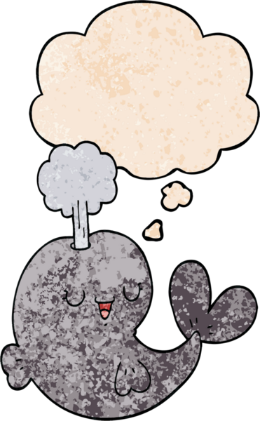 Bir insan tarafından çizilmiş grunge desenli düşünce balinası.