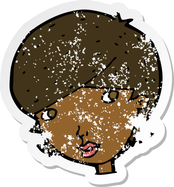 Bir insan tarafından çizilmiş, karikatür dostu bir kadının gerilimli çıkartması.